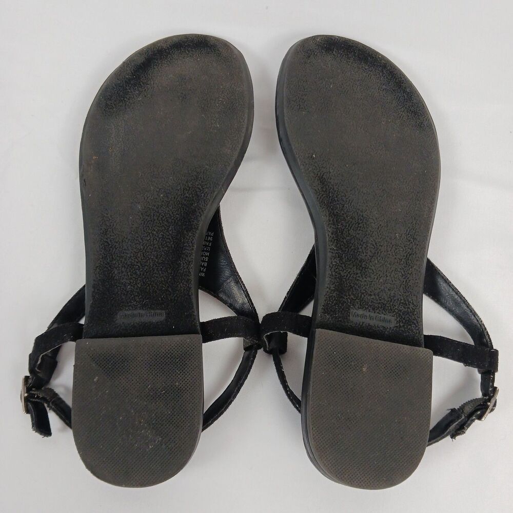 Maurices Sandals Black Rhinestone Studded Flat Flip Flops Size 9 - Picture 9 of 11